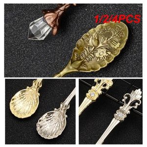 Kaffescoops 1/2/4st Crystal Head Spoon Vintage Carved Alloy Ice Cream Dessert Tea Dining Kitchen Accessories