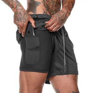 Shorts jogger pantaloncini da uomo 2 in 1 cortometrali palestre da bodybuilding da bodybuilding rapido shorts da spiaggia secco Shorts maschio che gestisce pantaloncini da uomo