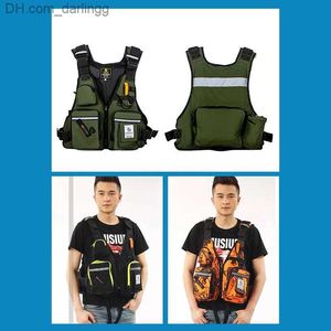 Life Vest Buoy LifeJackets Life Jackets Portable Fishing Vests Multi Pocket Waterproof Ocean Fishing Vests Soprts Justerbara västar Q240413