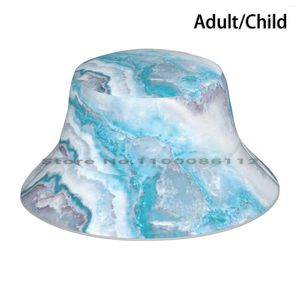 Berets Luxury Mermaid Blue Agate Marble Geode Gem Bucket Hat Sun Cap