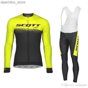 Cycling Trikotsse setzt Scott Pro Herbst Radsportrikot -Bicyc Sportwear -Anzug MTB Uniform Ropa Ciclismo Road Bike Clothing Bicicta Long Bib Hosen L48