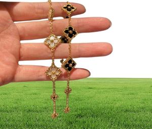 2021 Vintage Solid Color Lucky Four Leaf Clover Fritillary Charm Armband For Women Copper Armband Jewelry Italian Craft Gift3569493