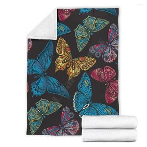 Cobertores coloridos borboleta feece cobertor 3d adultos/crianças sherpa na cama acessórios têxteis domésticos