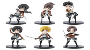 6PCSSet Attack på Titan Anime Figur Rivaille Figur Mikasa Action Figur Eren Jaeger Figur Model Figuring Toy H11241260523