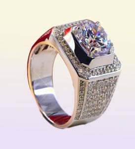 3CT Solid 925 srebrny srebrny rocznica ślubu Moissanite Sona Diamond Ring Ring Zespół zaręczynowy biżuteria Mężczyzn Mężczyźni Kobiety Prezent Drop2024073