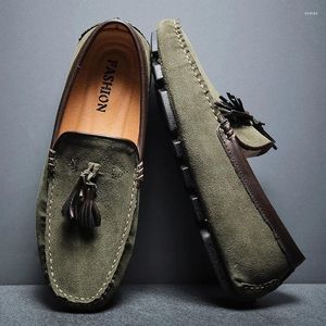 Casual skor man sommar mode handsewn äkta läder mocka män loafers man andas loafer skor bekväma mocassins