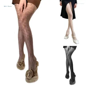 Donne calzini sexy svuotati a ghigliottino a maglie di pesce a ghisa