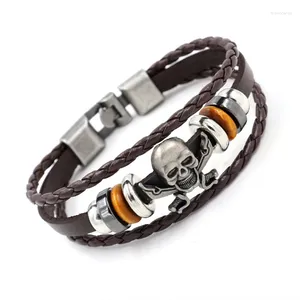 Bangle Trend Retro Pirate Skull Beaded Bracelet Charming Men's Fashion Jewelry Accessories Party Valentine's Day Gift