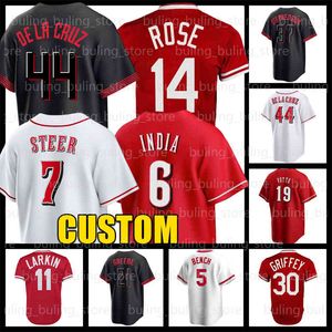 44 Elly de la Cruz Baseball -Trikot 7 Spencer Steer 6 Jonathan India City Connect 5 Johnny Bench Reds Pete Rose 9 Matt McLain Joey Votto Cincinnatis Barry Larkin TJ Friedl