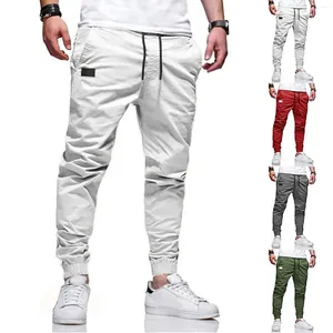 Calça masculina moda moda de cintura intermediária Men Casual Pocket Solid Leng Long Man Troushers Y2K Clothes Gym Work Pantalones Streetwear