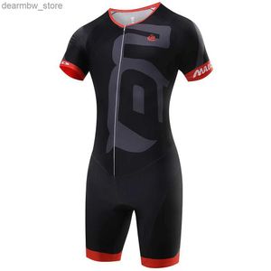 Bisiklet Jersey Setleri 2022 Siyah fermuarlı Mens Bisiklet Skinsuit Triatlon Hız Seatsuit Trisuit Kısa Seve Hız Seedsuit Maillot Ciclismo Giyim Giysileri L48