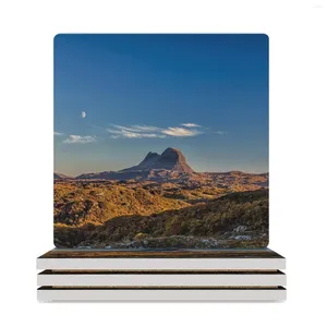 Table Mats Moon Over Suilven Ceramic Coasters (Square) For Drinks Set Aesthetic Drink