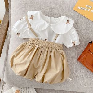 Shorts Milancel Summer Baby Abbigliamento Set da abbracci da ricamo e gemme Shorts 2 Pcs Abita