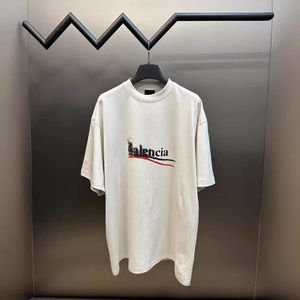 Wysoka wersja B Rodzina rozpuszczona cyfrowa T-shirt dla par rozmyty fala drukowana luźne krótkie rękawy