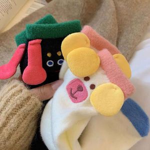 Men's Socks Coral Plush for Children's Autumn Winter Thickened Warm Mid Length with Funny Design Sense, Floor Socks, Cartoon Postpartum