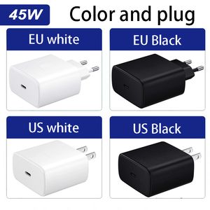 Para Samsung Charger 45W Adaptador PD Tipo C Super Fast Charging 2.0 Samsung Galaxy S24+ S23 S22 S21 S24 Ultra Note 20 Cabo C USB C C