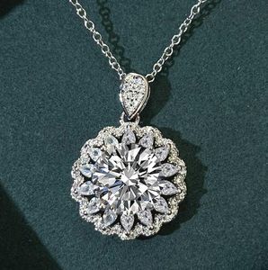 2024 Choucong Marka Çiçek Kolye Lüks Takı 925 STERLING Gümüş Yuvarlak Kesilmiş Beyaz Topaz CZ Diamond değerli taşlar Parti Kadınlar Düğün Klavikül Kolye Hediyesi
