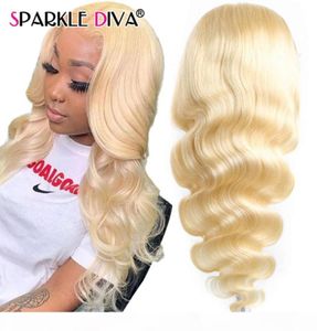 28 tum Middle Body Wave Lace Front Remy Brasilian 131 Wigs 613 Blond Djup Part Human Hair Wig Pre Plocked2280595