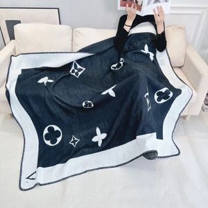 Cashmere blanket V old flower print classic letter logo design solid color blanket office nap blanket travel towel sofa decorative blanket 135*175cm with gift box 5