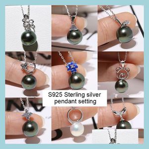 Smyckesinställningar 24 Styles New Pearl Necklace S925 Sliver Pendant Diy Women Fashion With Chain Wedding Gift Drop Delivery Dhgjy
