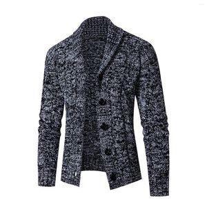 Men's Trench Coats Solid Knitting Jacket Male Stand Collar Long Sleeve Leisure Versatile Style Cardigan Coat For Slimming Hombre