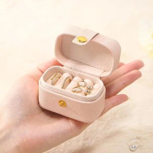 Mini Ring Box Portable Small Jewelry Organizer Display Travel Simple Mini Gift Case Boxes Leather Earring Necklace Holder