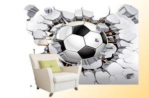 Anpassad väggmural tapet 3D Soccer Sport Creative Art Wall målning vardagsrum sovrum tv bakgrund po tapet fotboll9243858