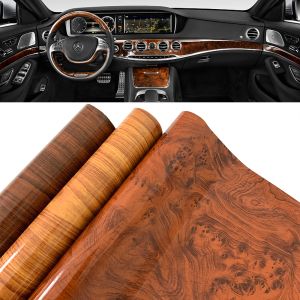 PVC Självhäftande glansigt träkorn Textured Vinyl Car Vehicle Wrap Sheet Film Sticker Roll Car Home Interior Decors Sticker