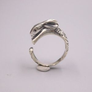 Solid Pure S925 Sterling Silver Band Men Men Rabbit Head Figura Ring 8mm US68240412