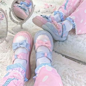 Casual Shoes Original Lolita Round Head Cute JK Big Single Female All-match Student Soft Girl Bow Mandarin Duck Leather Shoe