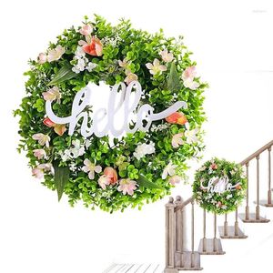 装飾的な花春の花輪は、玄関の花の花輪の入り口のためのリアルで審美的なユーカリ