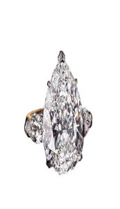 Ins top продавать блестящее крупное бриллиантовое кольцо роскошные украшения 925 Серебряная серебряная вода капля белая топаз драгоценные камни Женские обручальные кольца R7308347
