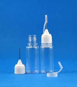 100 setslot da 10 ml PET Clear Dlottles Plastic Bottles Capite di ago in metallo punte di gomma Salta di sicurezza Liquidi e succo di vapori di vapore olio 10 ml2155639