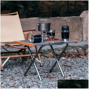 Camp Furniture Outdoor Cam Tragbarer Edelstahl Klapptisch für Tee -Herstellung Picknick Grillkochen mit Aufbewahrungstasche Ablieferung SPO OTXP0