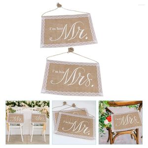 椅子カバー2 PCS結婚式予約標識装飾花嫁の花groom装飾サインセレモニー婚約パーティーの小道具