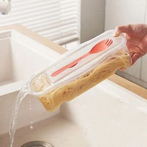 Lagringsflaskor Transparent mikrovågspasta behållare som dränerar färskt skötande spaghetti nudel koklåda Värmebeständig med lock