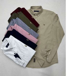 2024 MENS CASUAL POLO S Lång ärmfjäder- och höstverksamhet Cotton Oxford Non Iron Slim Paul Formell skjorta Högkvalitativ 5050ESS