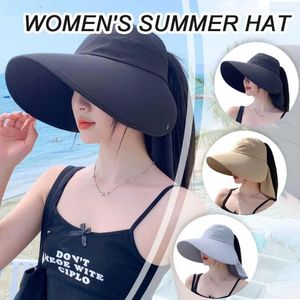 Cappelli larghi Brim Big Women Summer Beach Beach Sun Shade Protection Secket UV Folleble Neck Panama Caps Solar K4i7