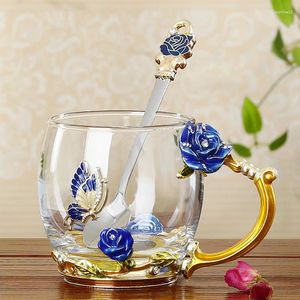 Şarap bardakları lüks renk emaye kurşun ücretsiz kristal cam ısıya dayanıklı su kahve süt fincan çiçek çayı kupa Avrupa hediyesi