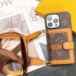 Crossbody iPhone Case na iPhone'a 15 14 Pro Max skóra, luksusowy projektanta Portfel telefonu 15 14 13 Pro dla kobiet Mężczyźni Doskonała okładka portfela z karty 5.23