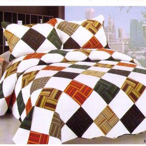 Bedding Sets Korean Style Geometric Printed Patchwork Quilt Bedspread Pure Cotton Summer Comforter Bed Cover Pillowcase 3pcs