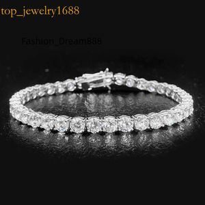 Gold S Sterling Sier Custom Cz Moissanite Lab Grown Diamond Tennis Hand Bracelet for Women Men