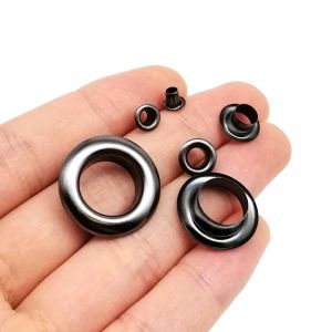 100sets 2.5-12mm High Quality Gun Black Eyelet With Washer Grommet Ring Air Hole Rivet For Leather Bag Shoes Belt Cap Clothes