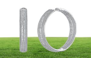 Top -Qualität mit 4 cm Durchmesser großer Hoop Ohrringe weißer Schmuck Klassiker Juwely Schneller Frauen Big Circle Ohrring Y190627039033252