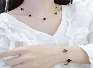 New Fashion Stainls Steel Women Clover Set Jewelry Luxury Brand 18K Gold Neckle Brelet23145842086118