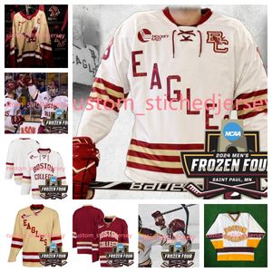 2024 Frozen Four Boston College Eagles Hockey Jersey 25 Jamie Armstrong 28 Timmy opóźnienie 30 Jan Korec 31 Alex Musielak Boston College Jerseys Custom Sched