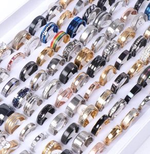 50pcslot Fashion Красочные кольца из нержавеющей стали Ювелирные изделия для мужчин Женские вечеринка подарки Love Mix Стиль 16 мм22 мм Whole6889954