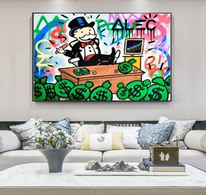 Alec Monopoly Rich Money Man Canvas Painting на стену художественных плакатов и графы граффити художественные настенные картинки дома декор Cuadros3036629