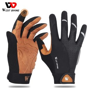 West Biking Summer Cycling Gloves for Men Bike a prova di shock Outdoor Sports Humking Touchscreen Bicycle Full Finger 240402