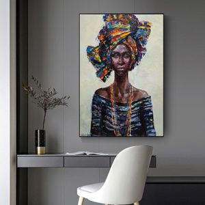 African Queen Black Woman Poster and Stamts Modern Tela Art Wall Painting per soggiorno Decorazione per la casa senza cornice214v